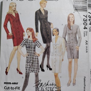 Mccall's 7304 Fitted Button Front Dress With Neckline and Hemline ...