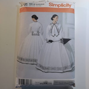 Simplicity 3791 Historical costume dress, sizes 16,18,20,22,24 uncut and factory folded, please read description for additional details