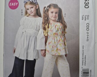 Children's 6530 top, tunic, belt, pants in 2 lengths, sizes 2,3,4,5, uncut and factory folded, see description and photos C.2012