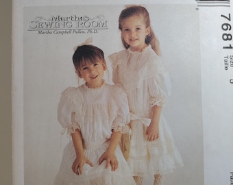 McCall&#39;s 7681 Martha&#39;s Sewing Room children&#39;s and girls&#39; dress and slip, pick your size, all uncut and FF, see description C.1995