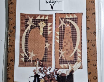 Pieces of My Heart,  October Moon #182, wall quilt pattern sizes 15"x25" and 13"x27", see description and photos C.1998