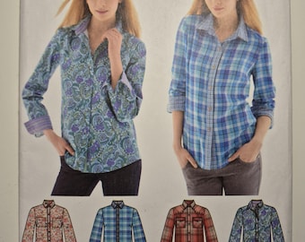 Simplicity 1538 misses shirt with sleeve and fabric variations,  sizes 6,8,10,12,14, uncut and factory folded, see description/photos C.2013