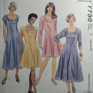 McCall&#39;s 7730 women&#39;s dress with princess seams in 2 lengths, pick your size, all uncut and factory folded, please see description and photo