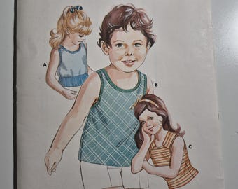 Kwik Sew 546 girls sleeveless pullover top/vest variations, sizes 2,4,6, uncut and factory folded, see description and photos, vintage