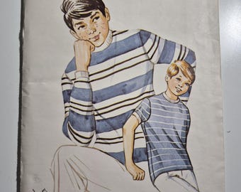 Kwik Sew 308 Boys T shirt, sizes 8,10 l,12,14, uncut and factory folded, see description and photos, vintage