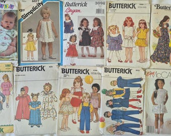 Bundle of 10 baby,toddler,childs, cut, ised and unchecked sewing patterns, see description and photos, Sold As Is, Bundle #45