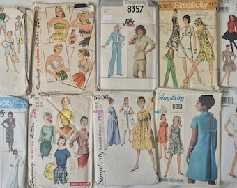 Bundle of 10 Womens, Cut, Used and Unchecked sewing patterns, vintage, see description & photos mostly size 12 Bundle #39 Sold As Is
