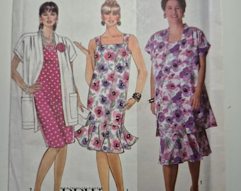 Simplicity 9724 dress and unlined jacket, sizes 18w-24w, uncut and factory folded, see description and photos C.1990