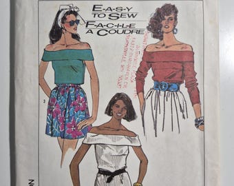Simplicity 8026 pullover, off the shoulder top, sizes 6,8,10,12, uncut and factory folded, see description and photos C.1987