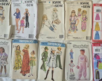 Bundle of 10 childs/girls, cut, used and unchecked sewing patterns, see description and photos, Sold As Is, Bundle #41