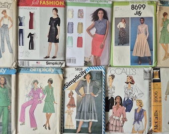 Bundle of 10 womens, cut, unchecked and used sewing patterns, mostly sizes 14, see description and photos, Sold As Is Bundle #31