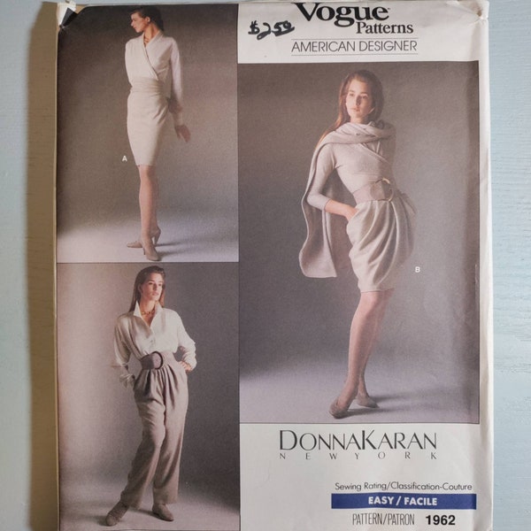 Vogue 1962 Donna Karan skirt, pants and stole pattern, size 8, uncut and factory folded