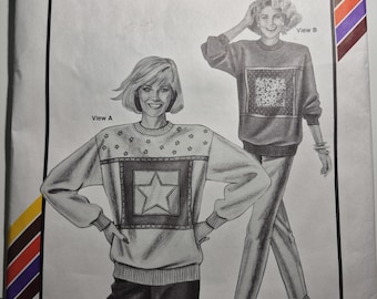 Stretch & Sew 393 Star Shirt with star applique, buat sizes 30-46, uncut and factory folded, see description and photos C.1991
