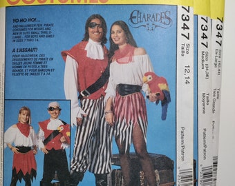 McCall's 7347 Adult's, Boys' and girls' pirate costumes, pick your size, all uncut and factory folded, please see description