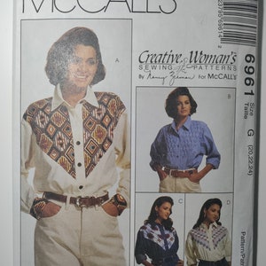 McCall's 6961 Creative woman's shirts with yoke variations, size G 20,22,24, uncut and factory folded, see description, C.1994