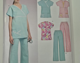 New Look 6739 womens scrub top and pant variations,  sizes 8-18, uncut and factory folded, see description and photos c.2007