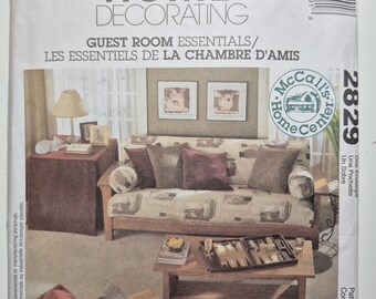 McCall's Home Decorating 2829 futon cover, chair cover, table cover, pillow cover, bolster pillow, uncut & factory folded, see description