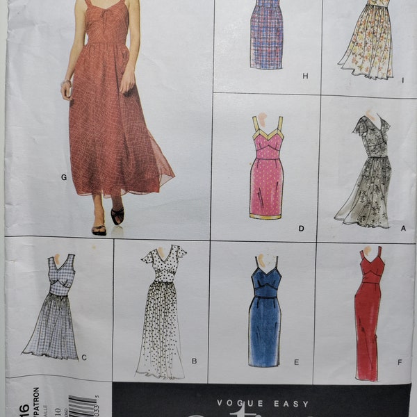 Vogue 2316 Easy Options lined dress with neckline variations, sizes 6,8,10, uncut and factory folded, please see description