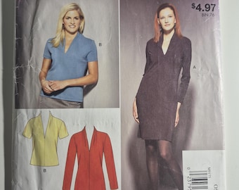 Stitch N Save by McCall's 9175 top or dress with draped collar. Sizes Xs-Xl, uncut and factory folded, see description and photos, c.2015