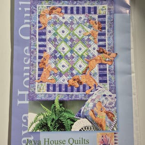 Ruff Around the Edges, Java House Quilts, Childs quilt finished size 42"x50" , wall hanging and pillow, see description, photos C.2003