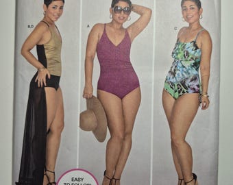 Simplicity 1116 swimsuits and wrap skirt, sizes 10-16, uncut and factory folded, see description and photos C.2015