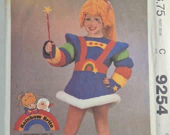 McCall's 9254 Rainbow Brite, girls vintage costume pattern, pick your size, all uncut and Factory Folded, see description and photos C.1984