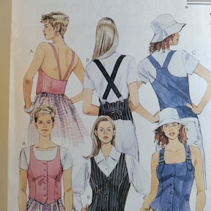 McCall&#39;s 7710 lined vests with front and back princess seams, neckline and strap variations, pick your size, all uncut and factory folded