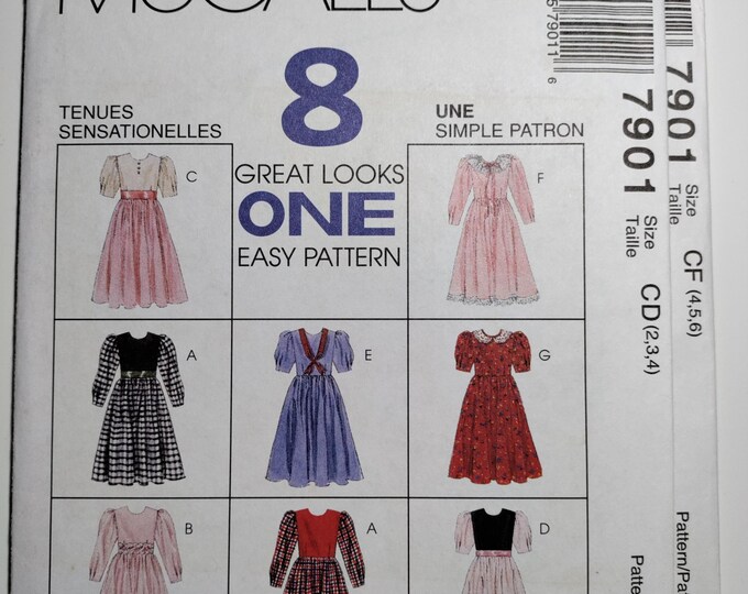 Mccall's 7901 Children's Dress Variations With Skirt Gathered to Empire ...