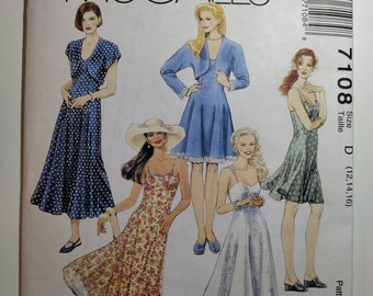 McCall&#39;s 7108 dress and bolero, pick your size, all uncut and factory folded, please read description for additional details