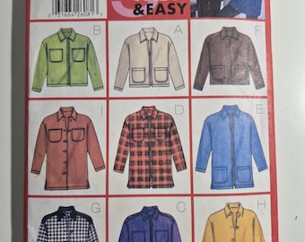 Butterick 5151 oversized, unlined jacket with length variation, sizes 8,10,12, uncut and factory folded, see description and photos C.1997