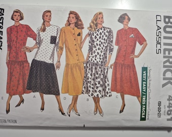 Butterick 4461 loose fitting dress with drop shoulders, sizes 18,20,22, uncut and factory folded, see description and photos C.1989