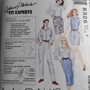 May include: A sewing pattern for a pair of jeans with the title "The 5 Hour Jeans That Fit" and "Cinq Heures Pour Un Jean Qui Vous Va". The pattern is by Palmer Pletsch, the Fit Experts. The pattern includes instructions for a front inset and pocket, and the text "No-Fail Fit! L'Essayage à Coup Sur!" is visible.