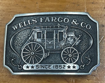 Rare Sterling Silver 1973 WELLS FARGO Belt Buckle