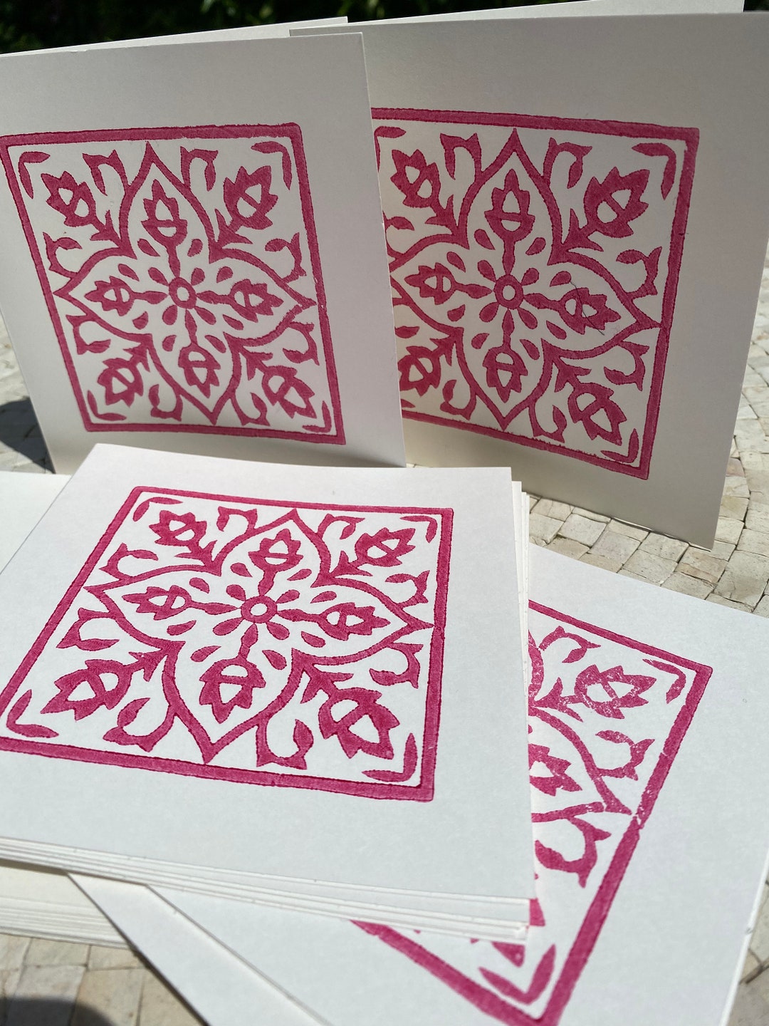 Hand Block Printed Notecards - Etsy