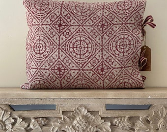 Hand Block Printed & Linen Cushion