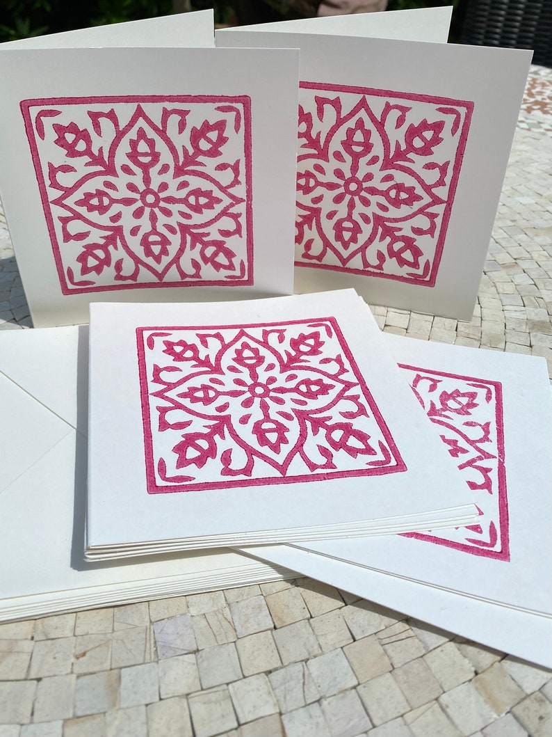 Hand Block Printed Notecards - Etsy