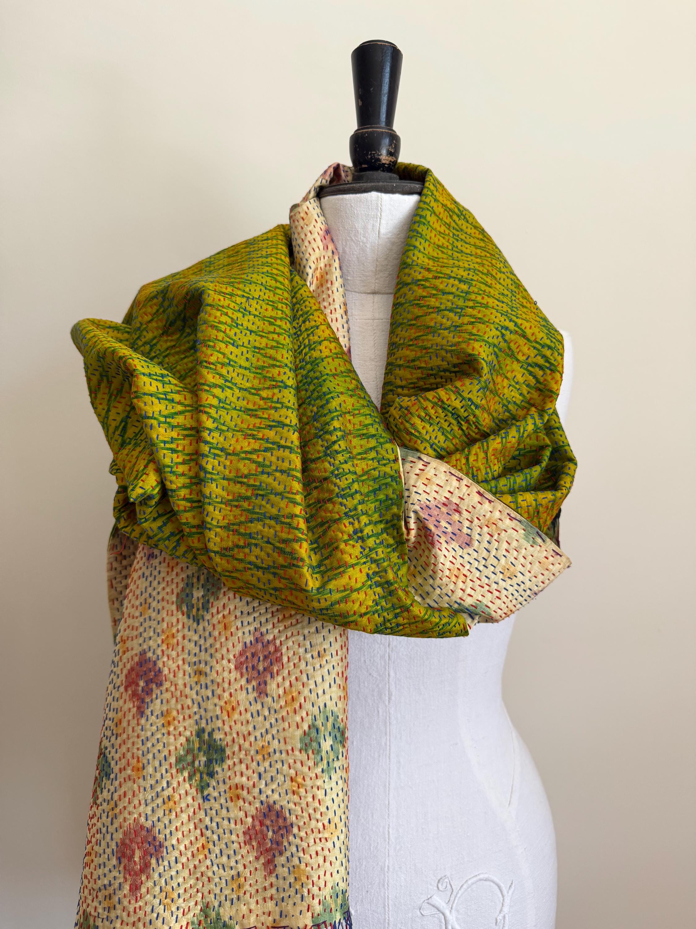 Coton indien Kantha Mode Écharpe Réversible Bohème Fait à la main