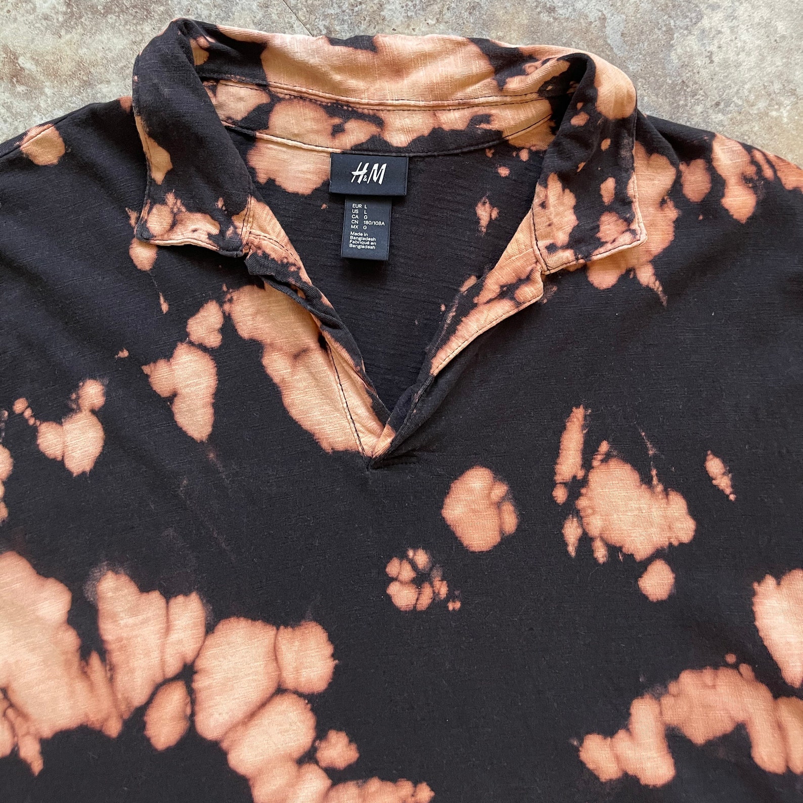 Bleach Tie Dye Polo Tshirt Upcycled Polo Shirt L Etsy