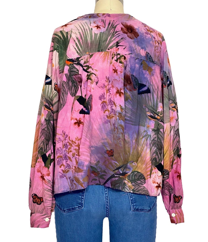 US 4 Tie dye floral crop top blouse H/&M