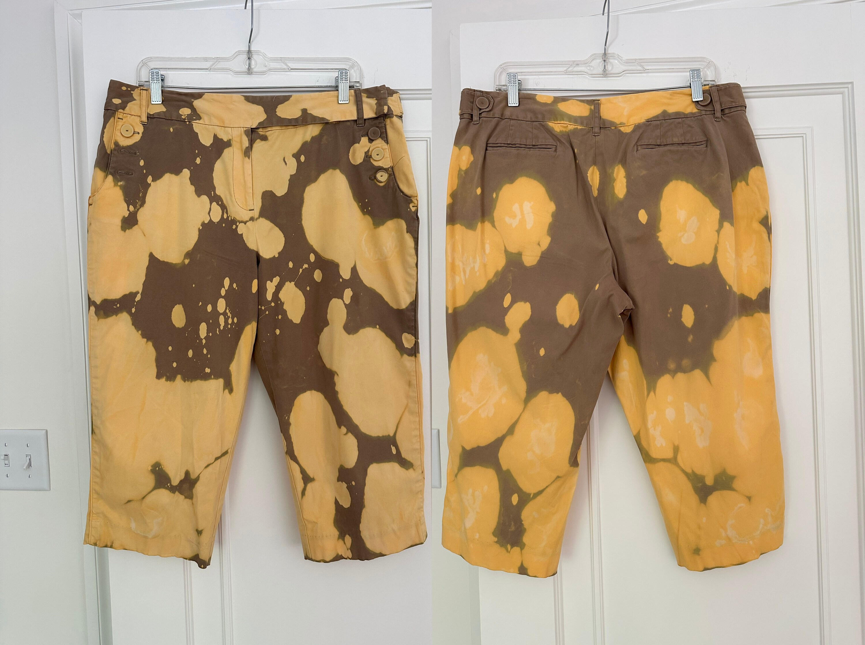 Tie Dye Stretch Capri Slacks Upcycled Pants Tie Dye Pants Womens 36 Etsy UK