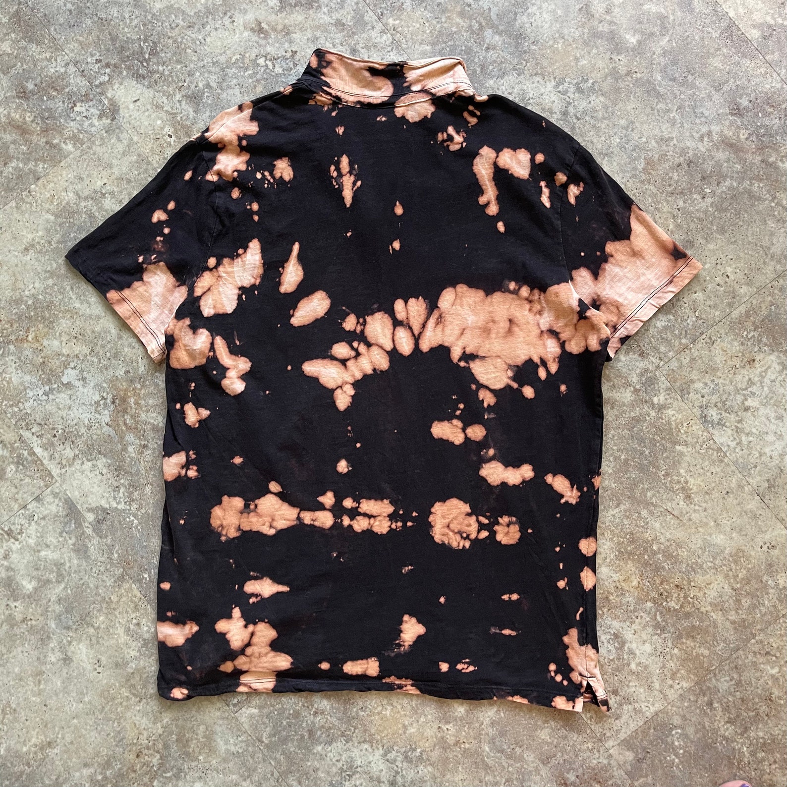 Bleach tie dye polo tshirt Upcycled polo shirt L Etsy