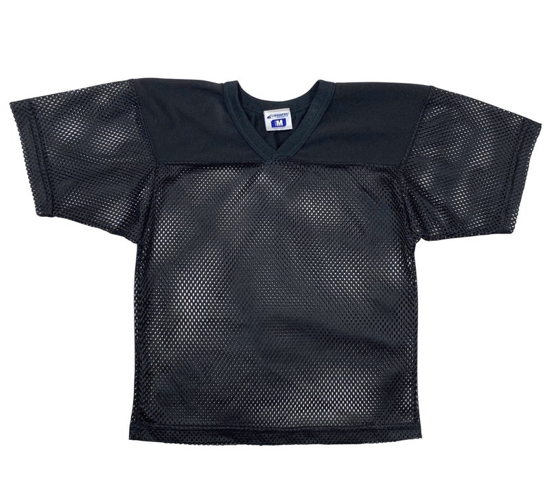Black vneck mesh jersey-style tshirt Youth M