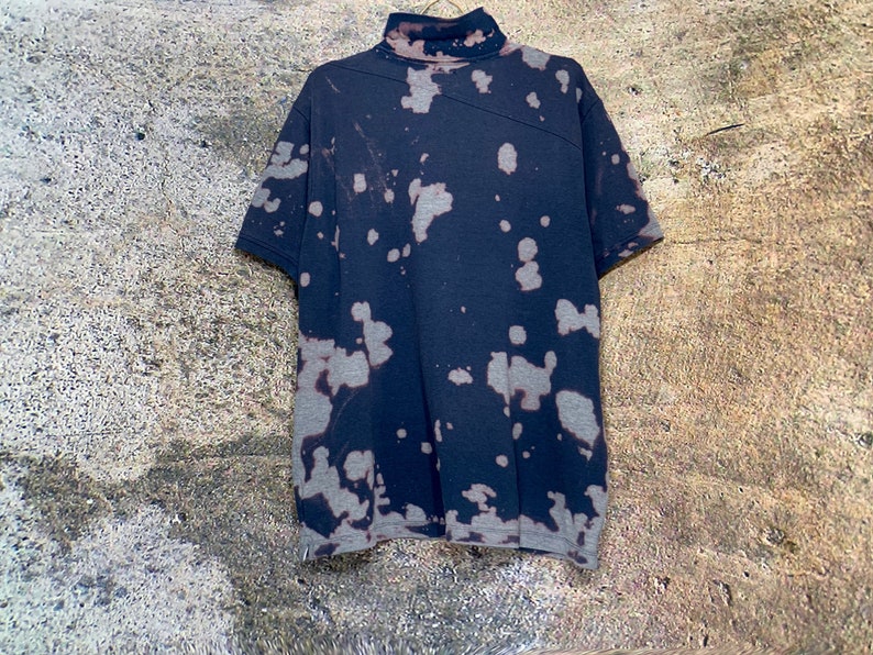*VOLCOM* reverse tie dye polo tshirt studio715 skater shirt 90s grunge polo bleach dye polo shirt