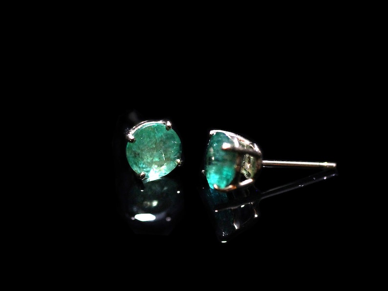 Certified gemstone Emeralds Genuine Emeralds Real May Birthstone Earrings 14K 6mm Emerald Earrings Yellow gold