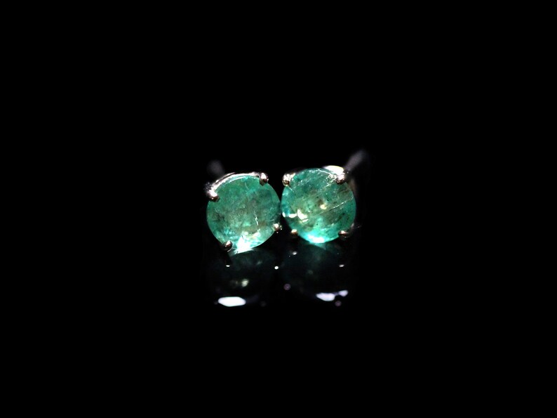 Certified gemstone Emeralds Genuine Emeralds Real May Birthstone Earrings 14K 6mm Emerald Earrings Yellow gold
