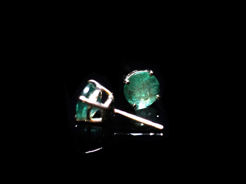 Certified gemstone Emeralds Genuine Emeralds Real May Birthstone Earrings 14K 6mm Emerald Earrings Yellow gold