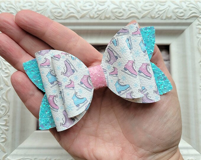 4 Inch Ice Skate Hairbow Ice Skating Hair Bow Winter Hair Etsy