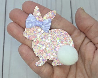 Bunny hair clip, Easter hair clip, Toddler hair clip, Young girls gift, Easter hairbow, Bunny hairbow, Pink and purple hairbow