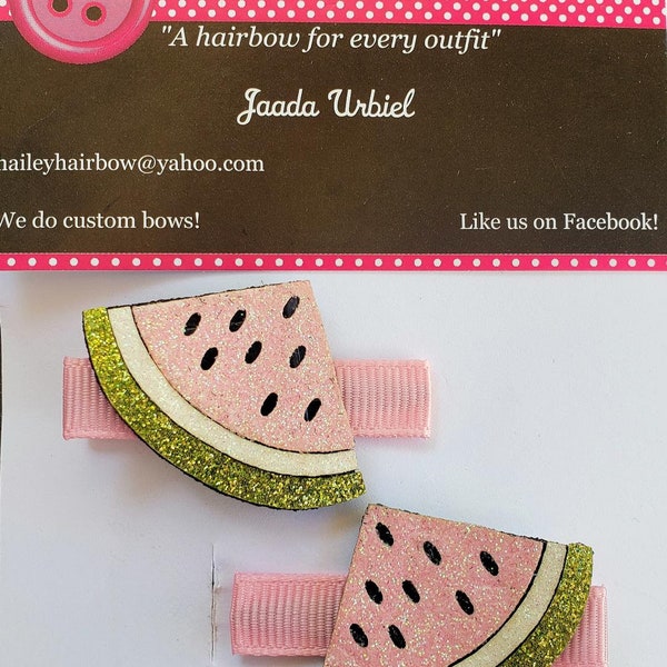 Watermelon clippie set, Watermelon clip set, Summer hair clips, Toddler hair clips, Girls hair clips, Pink hair clips