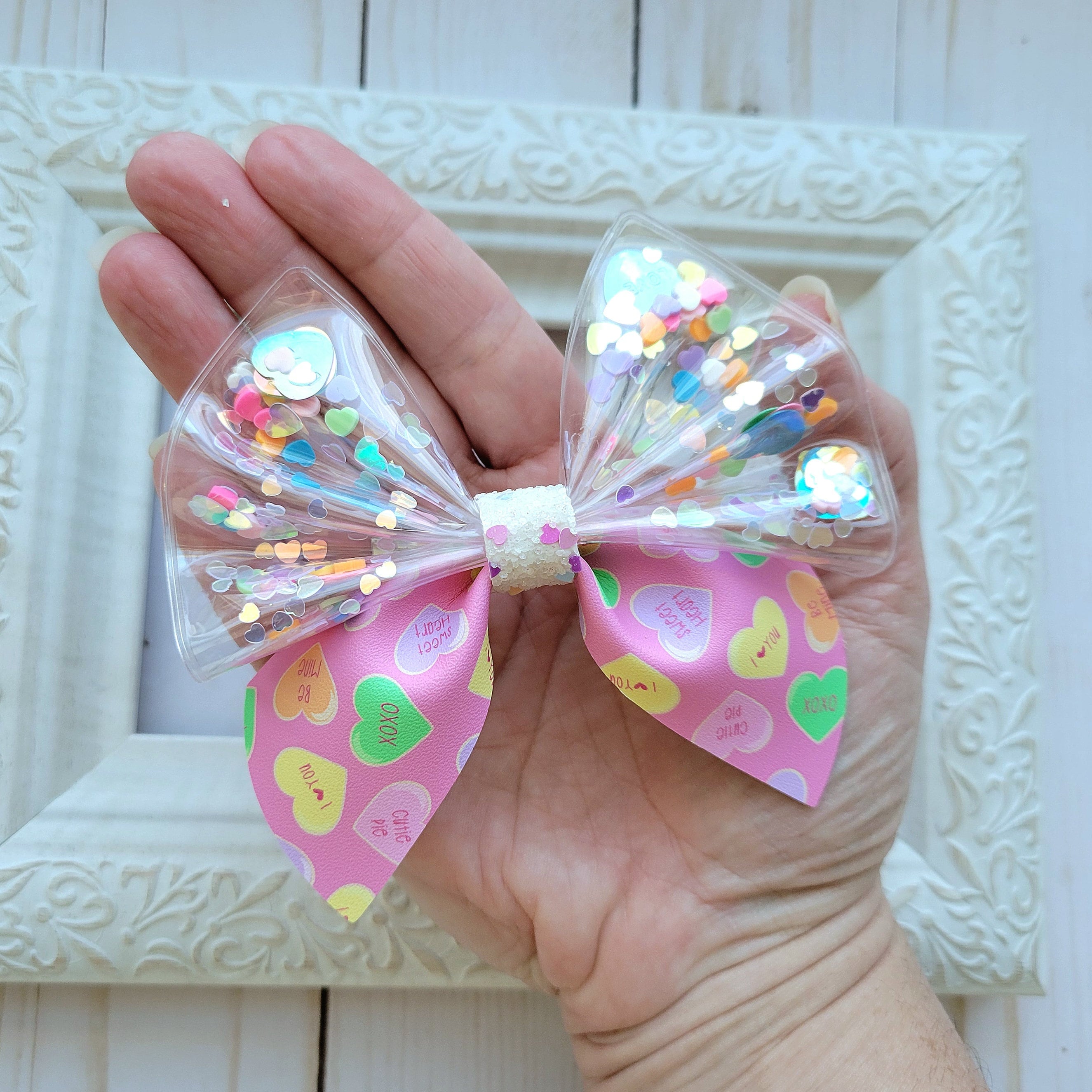 Valentine's Shaker Bow, Candy Convo Hearts Hairbow, Confetti Shaker Hair Bow  for Girls, Valentine's Day Sailor Bow - Etsy, image size:2649x2649